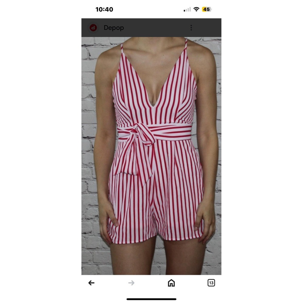 Dk Pink And White Striped Romper Size Medium GB‎ Brand